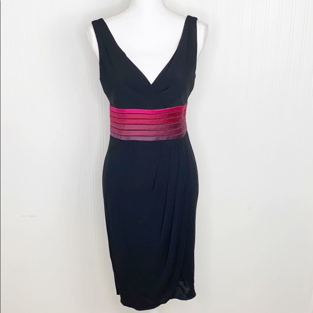 Kay Unger Black Dress Pink Ombré Ribbon Waist